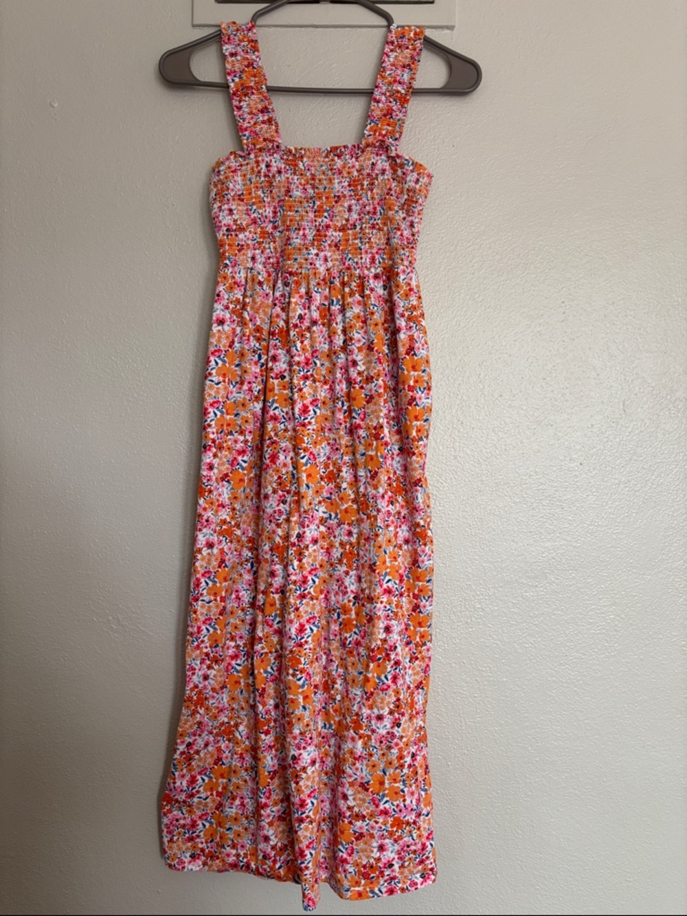 Old Navy Orange Floral Midi Dress